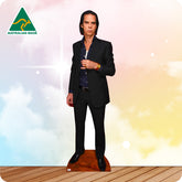 Cardboard cutout of a person in a suit with 'Australian Made' logo in the corner.